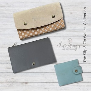 Wallet PDF Pattern – Slip & Zip BUNDLE of THREE Sewing Patterns by ChrisW Designs