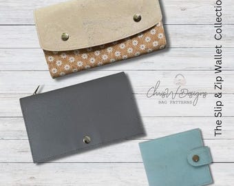 Wallet PDF Patterns BUNDLE of THREE Raw Edged - Slip and Zip | ChrisW Designs