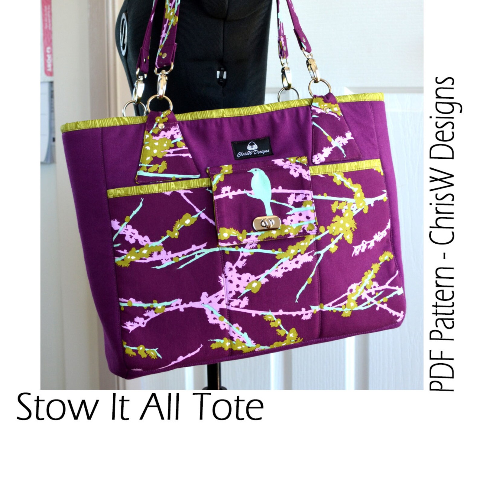Tote Bag PDF Sewing Pattern the Stow It All Tote by Chrisw Etsy