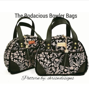 Bowler Bag Pattern - Designer Sewing Patterns by ChrisW Designs - Unique NO Drop In Lining Technique - Upgrade to Video Tutorial Available