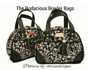 Bowler Bag Pattern - Designer Sewing Patterns by ChrisW Designs - Unique NO Drop In Lining Technique - Upgrade to Video Tutorial Available