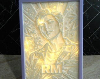 RM BTS Photo Light Up 3D Gedrucktes Lithophan im Rahmen