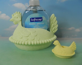 Henne auf Nest Seifenhalter & Stroh Buddy – Bauernhaus Küche Dekor