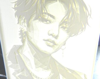 Jungkook BTS Photo Light Up 3D Gedrucktes Lithophan im Rahmen