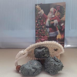 Goat Milk Soap “Lumps of Coal” in Sisal Pouch Christmas in July