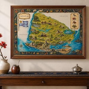 Uruguay Map Print | Illustrated Watercolor, Multiple Sizes
