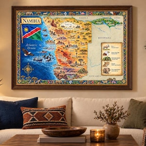Namibia-Karte als Kunstdruck, illustrierte Aquarellkunst (digitaler Download)