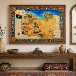 Carte vintage de la Libye, illustration aquarelle à télécharger