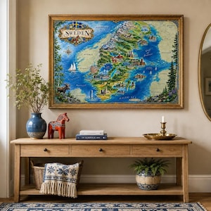 Sweden Map Print | Watercolor Atlas Wall Decor Digital Download