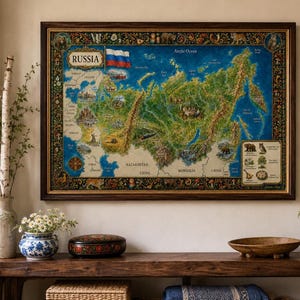 Russia Map Print | Illustrated Watercolor Art, Multiple Sizes