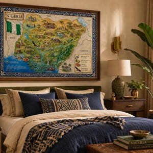 Nigeria Map Print | Illustrated Watercolor Design, Multiple Sizes