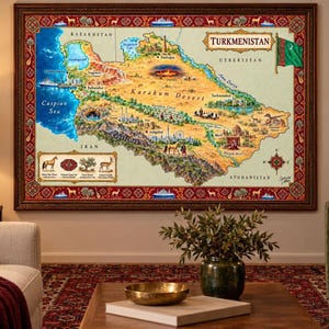Illustrierte Landkarte: Aquarell-Landkarte von Turkmenistan