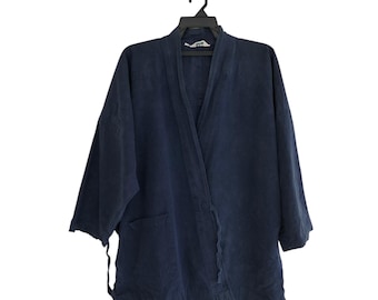 Vintage Japanese Noragi Kimono - Indigo Blue, Traditional Workwear Jacket