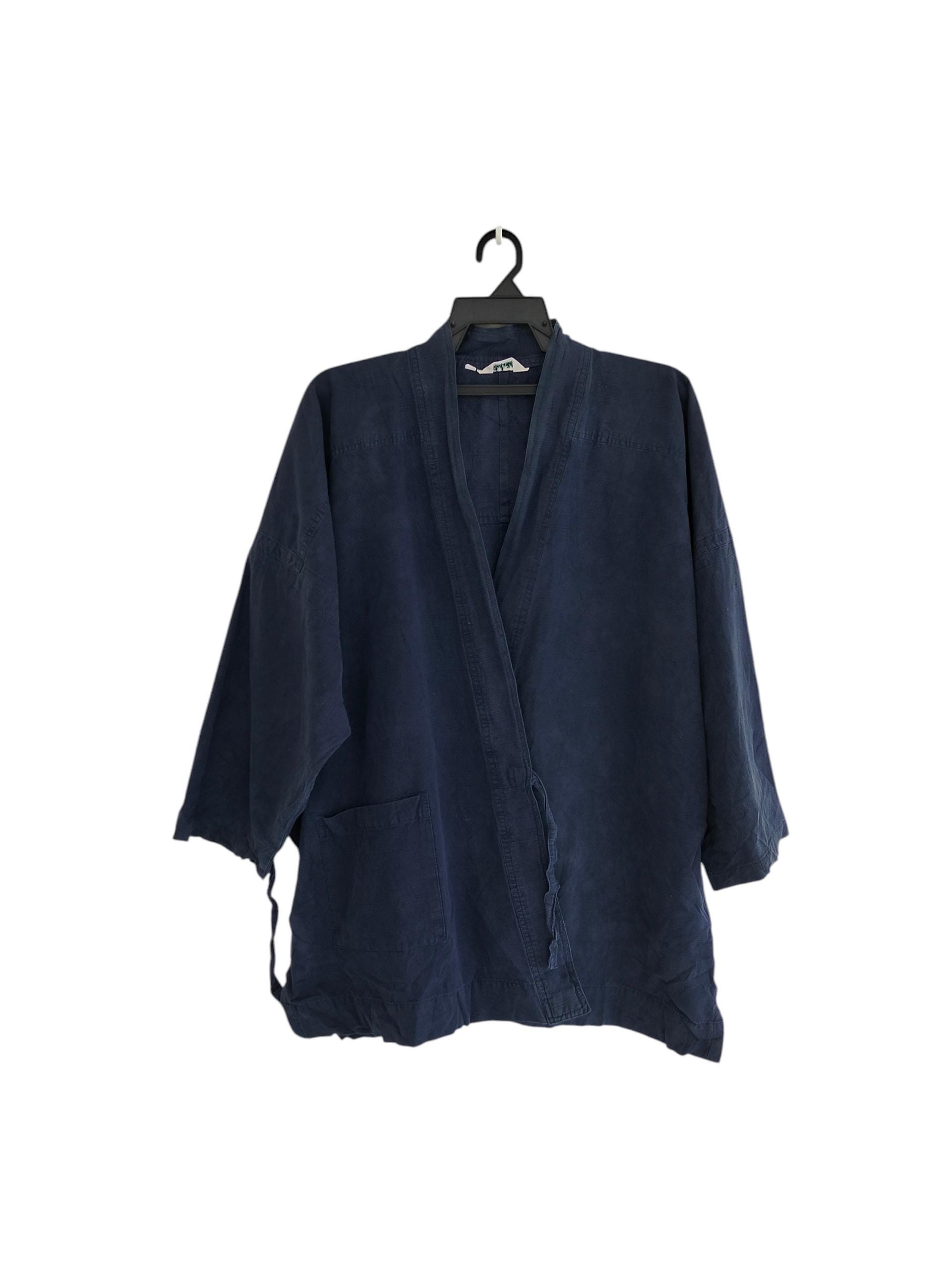 Vintage Japanese Noragi Kimono - Indigo Blue, Traditional Workwear