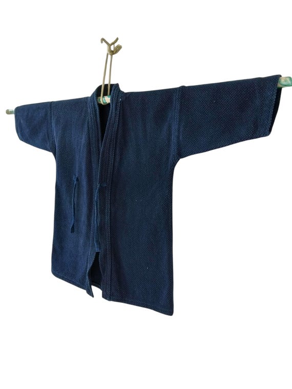 Vintage Japanese Kendo Noragi Kids Kimono Indigo Blue Cotton Japan Traditional Workwear
