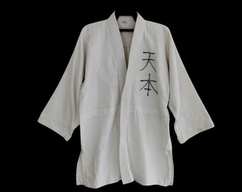 Vintage White Judogi - Japanese Martial Arts Uniform - Japanese Streetwear Style Kimono Jacket