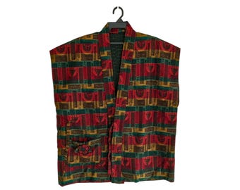 Chaleco sin mangas con estampado étnico vintage - Chaqueta bohemia y chic colorida - Kimono para festivales japoneses