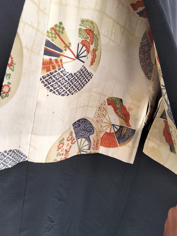 Vintage Solid Black Haori Jacket - Traditional Ja… - image 7