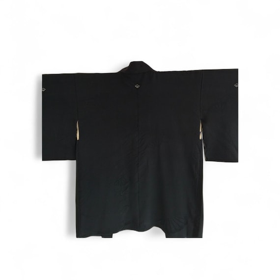 Vintage Solid Black Haori Jacket - Traditional Ja… - image 4