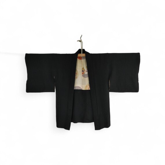 Vintage Solid Black Haori Jacket - Traditional Ja… - image 2