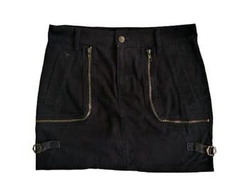 Minifalda vintage Sky Bomber color negro con bolsillo con cremallera