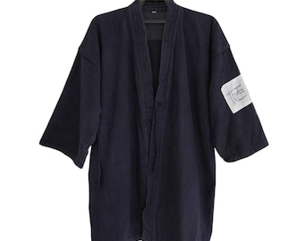 Vintage Navy Blue Cotton Noragi Jacket – Japanese Workwear Kimono Coat