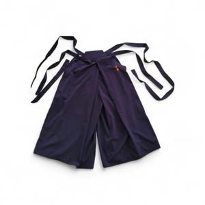【NAVY】NYLON HAKAMA PANTS Japanese Traditional Kimono Samurai HAKAMA Pants Polyester Navy