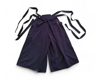 Pantaloni Hakama giapponesi vintage - Pantaloni tradizionali plissettati per arti marziali - Culotte samurai blu navy
