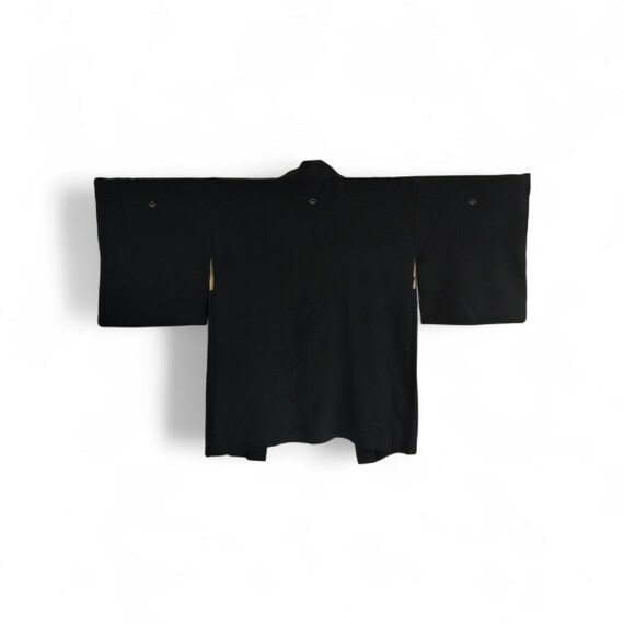 Vintage Solid Black Haori Jacket - Traditional Ja… - image 5