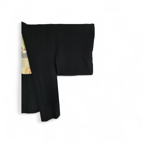 Vintage Solid Black Haori Jacket - Traditional Ja… - image 3
