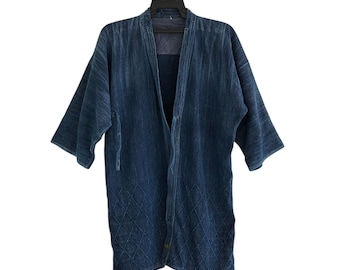 Vintage Indigo Kendo Gi Jacket - Quilted Japanese Martial Arts Uniform - Sashiko Noragi Style Jacket