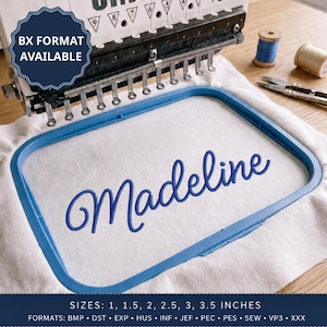 Madeline Script Embroidery Font with BX, Elegant Cursive Alphabet Letters, Traditional Baby Name Font for Machines, Heirloom Stitch Design