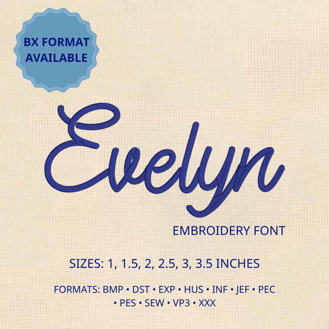 Evelyn Casual Embroidery Font With BX, Modern Cursive Alphabet Letters ...