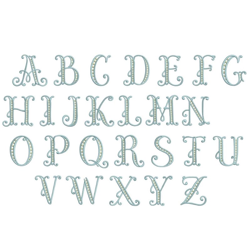 Fishtail Monogram Embroidery Font, 6 Sizes 11 Formats + BX, Machine ...