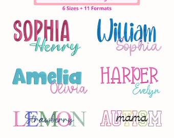 Mega Duo Embroidery Font Bundle, 12 Fonts for Custom Name Overlay, Block and Script Alphabet for Boutique Sweatshirts, BX Font