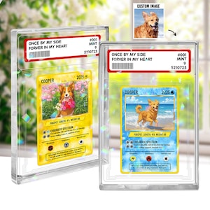 Custom Poke Pet Acrylic Card – Personalized Dog Mom Gift, Pet Photo Hologram Plaque, Poke-Style Collectible with Custom Text & Image