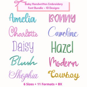 10 Baby Font Bundle Embroidery Designs, Dainty Handwritten Alphabet Set, Aesthetic Nursery Blanket Lettering, Mom's Keepsake Pillow Stitch