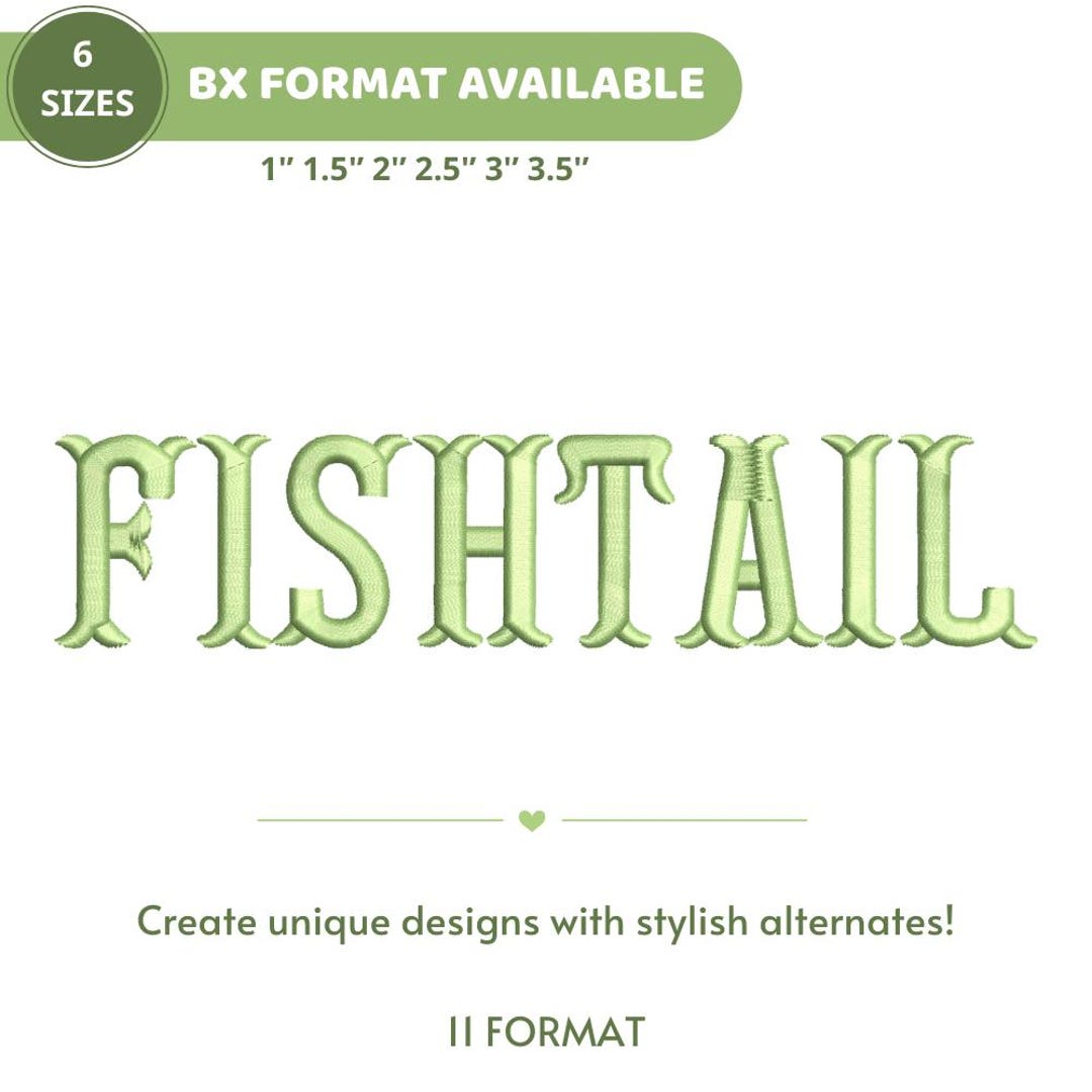 Fishtail Embroidery Monogram Designs in 6 Sizes, Instant Download BX ...
