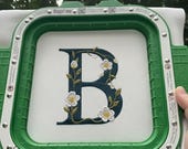 Floral Monogram Embroidery Font BX, Botanical Alphabet, Elegant Serif Letter, Daisy Flower Embroidery Design, Machine, Instant Download