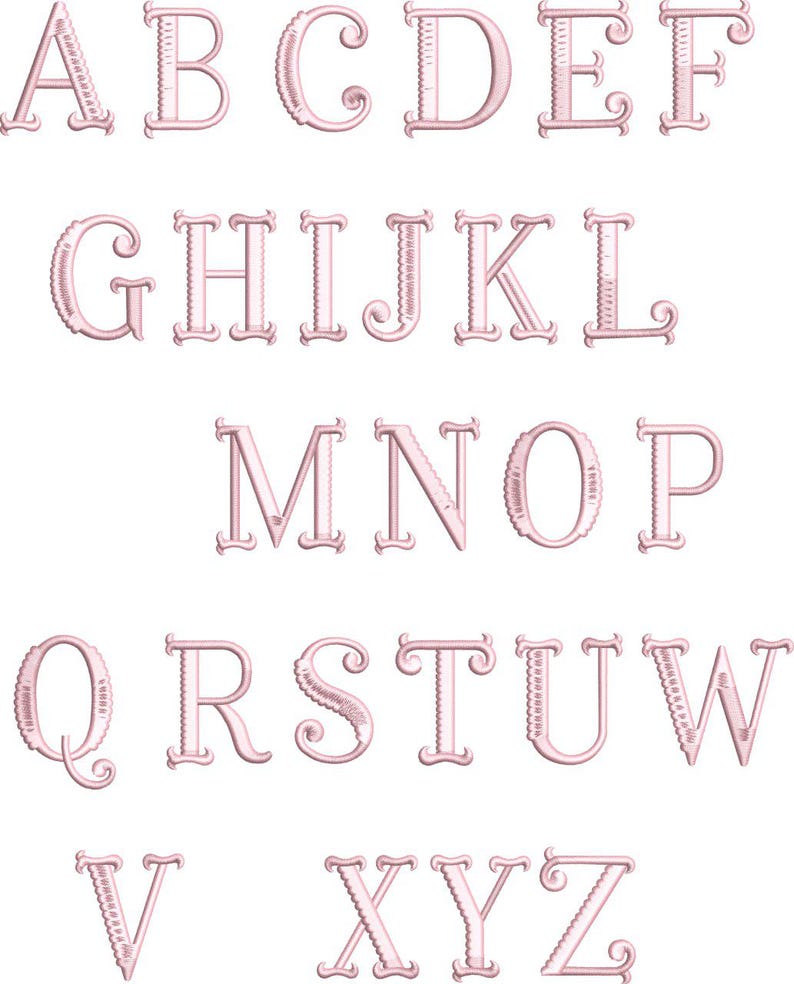 Fishtail Machine Embroidery Monogram Font in 6 Sizes INSTANT DOWNLOAD ...