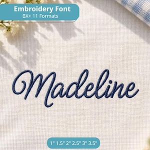 Madeline Script Stickschrift, elegante kursive Alphabet Buchstaben, traditionelle Baby Namen Schriftart für Maschinen, Heirloom Stitch Design