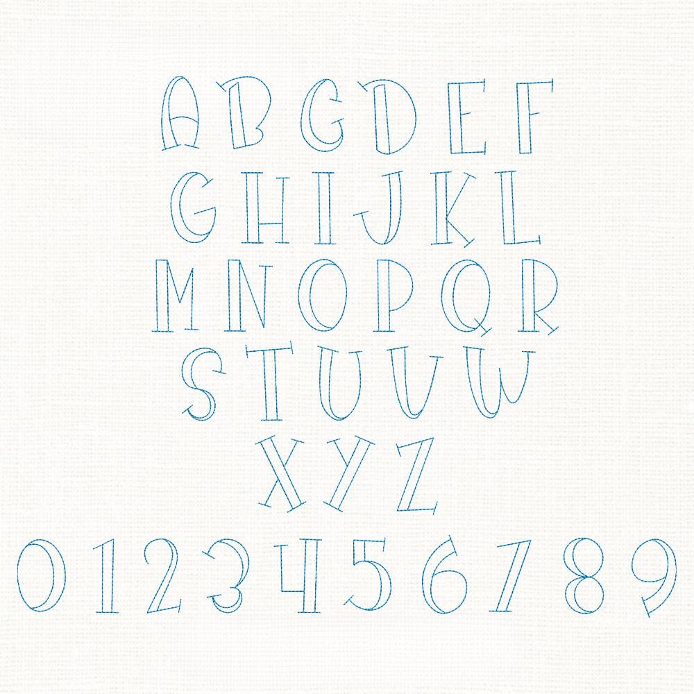 Double Outline Bean Stitch Font - Modern Tall Alphabet Embroidery ...