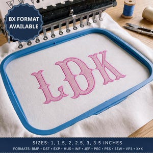 Fishtail Monogram Embroidery Font - Fishtail 2 Color Embroidery Font - Machine Embroidery Alphabet - 6 Sizes - BX, PES + More Formats