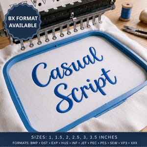 Casual Script Embroidery Font, Modern Handwritten Alphabet, Elegant Cursive Letters for Custom Baby Gifts and Boutique Apparel Stitching