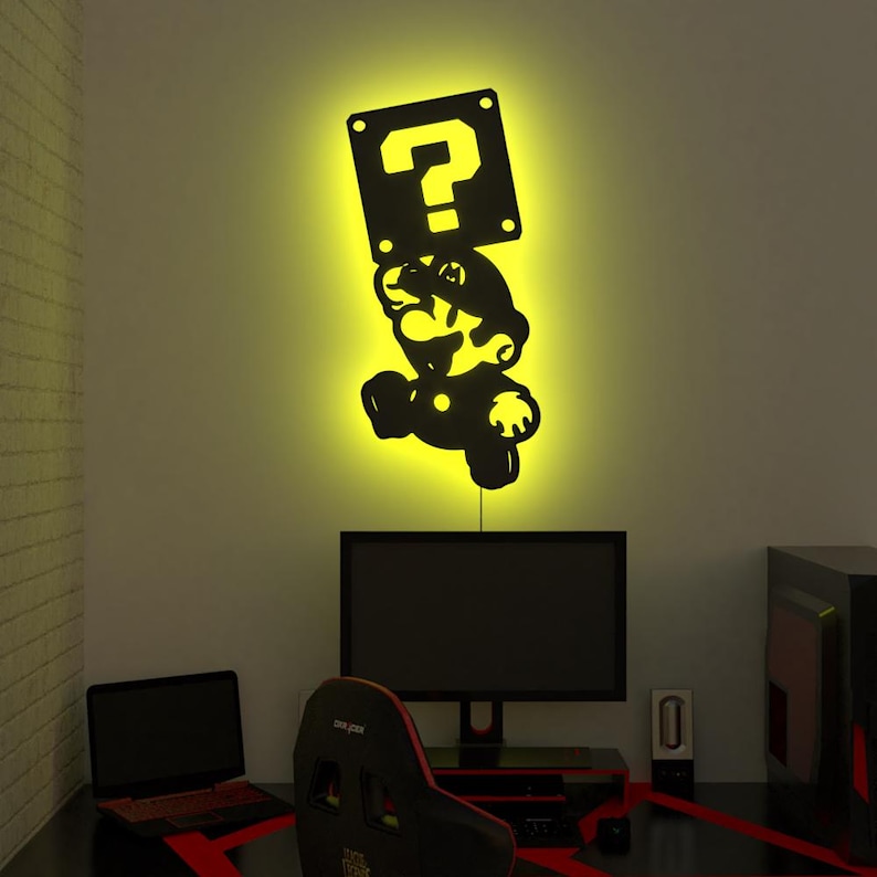 Mario Bros. RGB LED Wall Art: Gamer Room Decor - Etsy