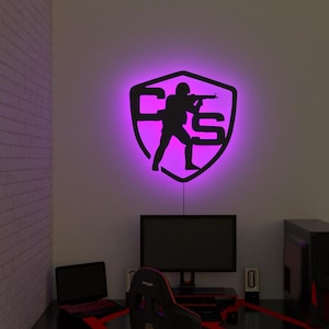 RGB LED CS Wall Art: Gamer Room Decor, Counter-Strike Sign