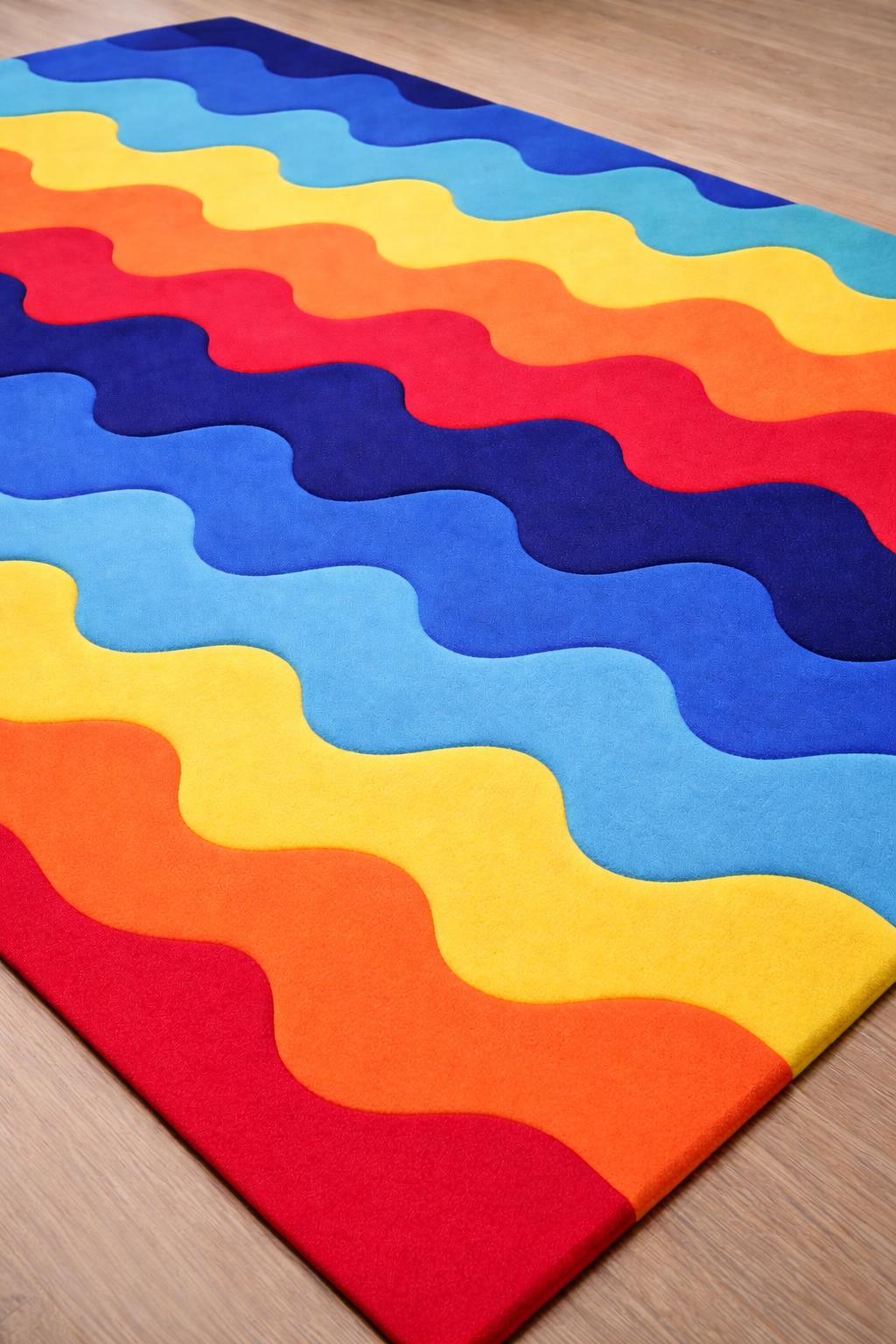 Handmade Tufted Rainbow Wave Rug | Colorful Wavy Stripe Carpet | - Etsy