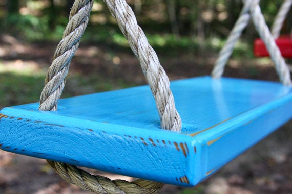 Handcrafted Painted Wooden Tree Swing, Rope Included 