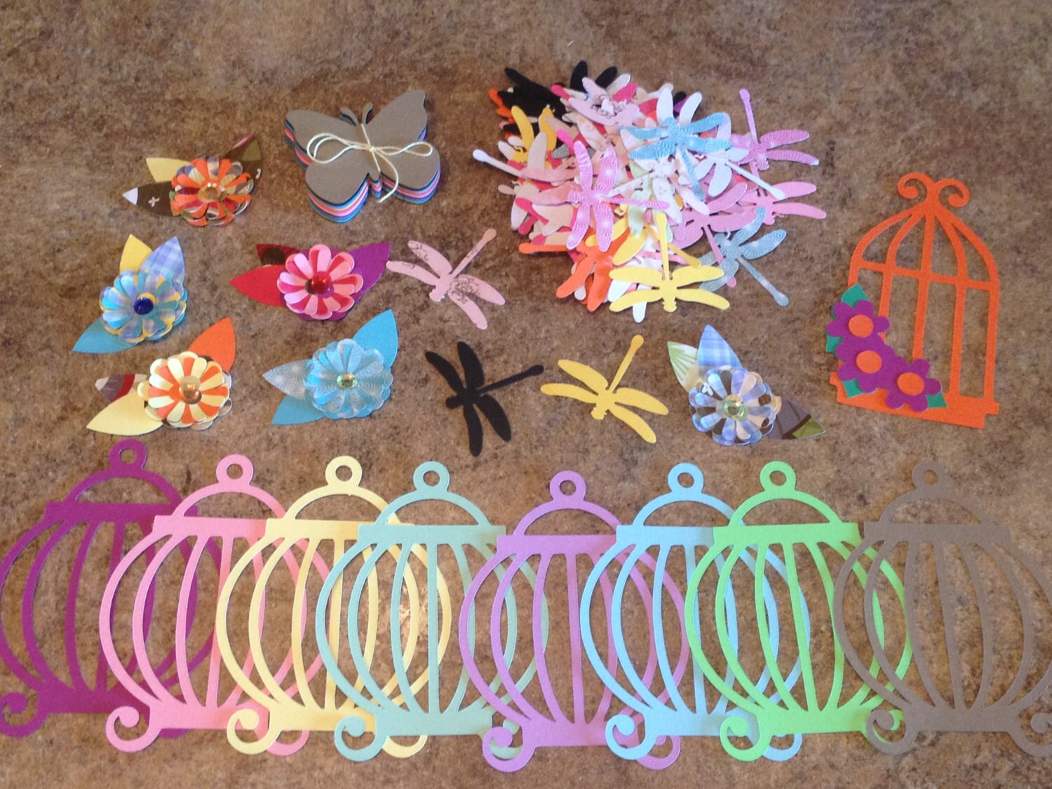 Die Cuts Bird Cages Dragonflies Flower with acrylic bling Etsy