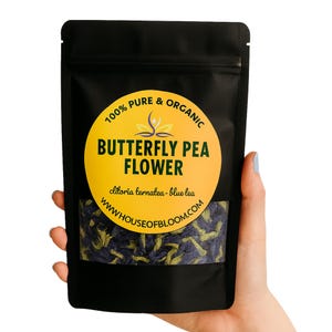 100% Organic Dried Butterfly Pea Flower Tea Clitoria ternatea Herbal Tea/ Pure Organic Natural Herbal Blue Drink/ NON_GMO Herbal Blue Tea
